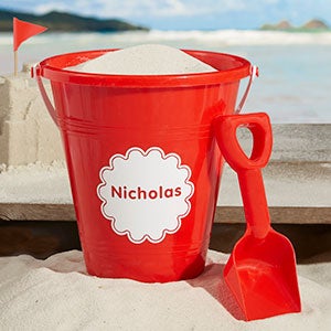 Shapes Personalized Red Plastic Beach Pail & Shovel - 21762-R