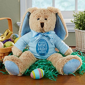 Bunny Kisses & Easter Wishes Blue Plush Easter Bunny - 21765-B