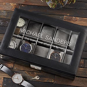 Custom Message 10 Slot Leather Watch Box - 21777