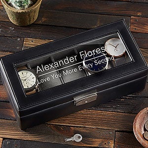 Custom Message 5 Slot Leather Watch Box - 21777-5