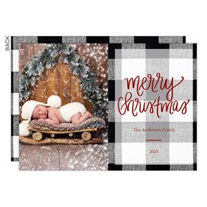 Buffalo Check Christmas Photo Card - Premium - 21782-P