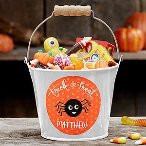 Halloween Character Personalized Halloween Treat Bucket- White - 21831