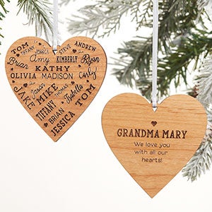 Heart Message Personalized Natural Wood Ornament - 21837-2N