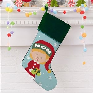 Christmas Elf Characters Personalized Green Christmas Stockings - 21842-G
