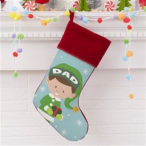 Christmas Elf Characters Personalized Burgundy Christmas Stockings - 21842-B