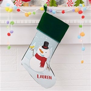 Whimsical Winter Characters Personalized Green Christmas Stockings - 21843-G