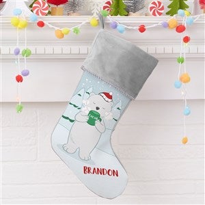 Whimsical Winter Characters Personalized Grey Christmas Stockings - 21843-GR