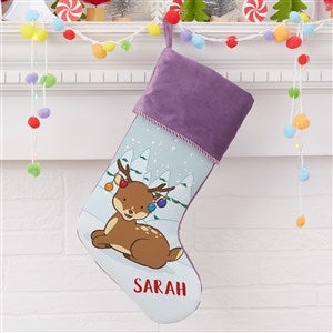Whimsical Winter Characters Personalized Purple Christmas Stockings - 21843-P