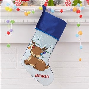Whimsical Winter Characters Personalized Blue Christmas Stockings - 21843-BL