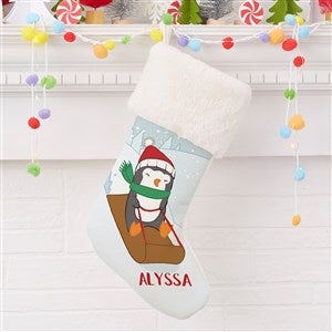 Whimsical Winter Characters Personalized Ivory Faux Fur Christmas Stockings - 21843-IF