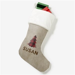 Cozy Cabin Buffalo Check Personalized Ivory Christmas Stockings - 21844-I
