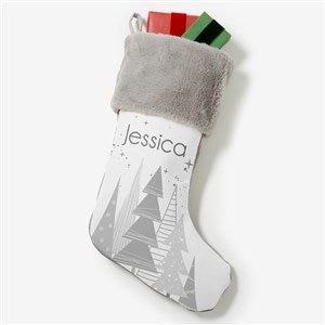 Frosty Neutrals Personalized Grey Faux Fur Christmas Stockings - 21846-GF
