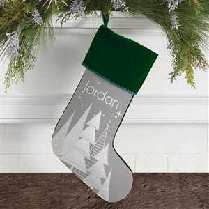 Frosty Neutrals Personalized Green Christmas Stockings - 21846-G