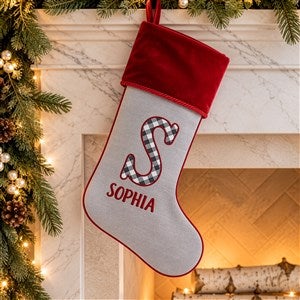 Farmhouse Christmas Personalized Burgundy Christmas Stockings - 21847-B