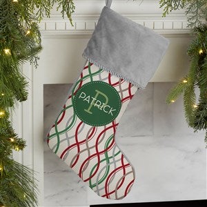 Geometric Pattern Personalized Grey Christmas Stockings - 21848-GR