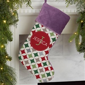 Geometric Pattern Personalized Purple Christmas Stockings - 21848-P