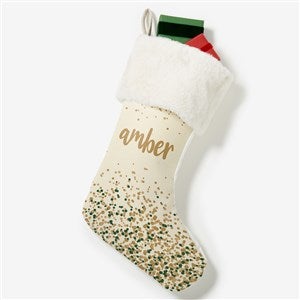 Sparkling Name Personalized Ivory Faux Fur Christmas Stocking - 21872-IF