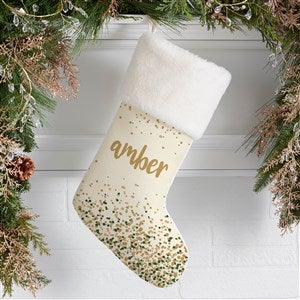 Sparkling Name Personalized Ivory Faux Fur Christmas Stocking - 21872-IF
