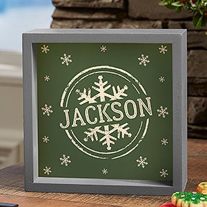 Stamped Snowflake Personalized 6x6 Grey LED Shadow Box - 21873-G-6x6