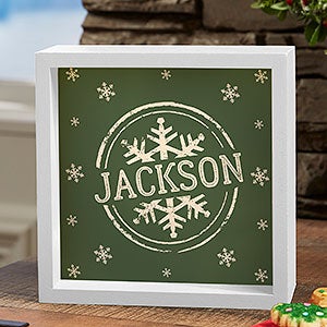 Stamped Snowflake Personalized 6x6 Ivory LED Shadow Box - 21873-I-6x6