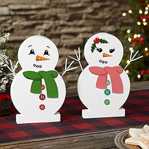 Snowman Face 9.5" Wooden Snowman - 21875-L