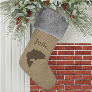 Outdoorsmen Personalized Grey Faux Fur Christmas Stockings - 21882-GF