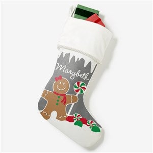 Gingerbread Characters Personalized Ivory Christmas Stockings - 21885-I