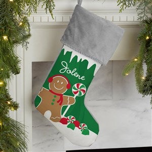 Gingerbread Characters Personalized Grey Christmas Stockings - 21885-GR