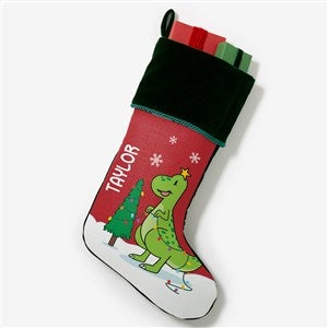 Dinosaur Personalized Green Christmas Stocking - 21887-G