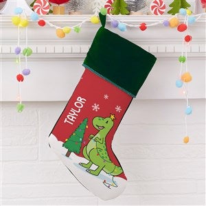 Dinosaur Personalized Green Christmas Stocking - 21887-G