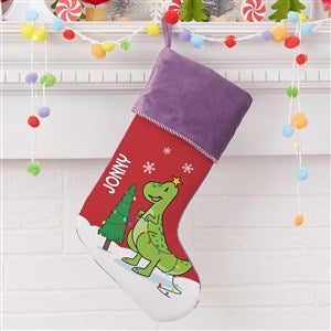 Dinosaur Personalized Purple Christmas Stocking - 21887-P