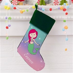 Mermaid Personalized Green Christmas Stockings - 21888-MG