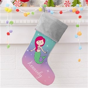 Mermaid Personalized Grey Christmas Stockings - 21888-MGR