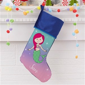 Mermaid Personalized Blue Christmas Stockings - 21888-MBL