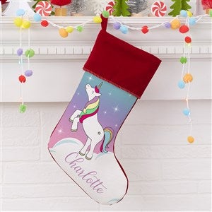 Unicorn Personalized Burgundy Christmas Stockings - 21888-UB