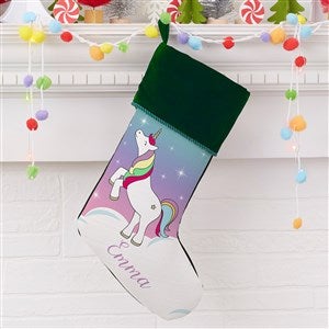 Unicorn Personalized Green Christmas Stockings - 21888-UG