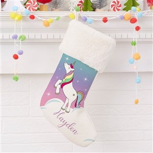 Unicorn Personalized Ivory Faux Fur Christmas Stockings - 21888-UIF