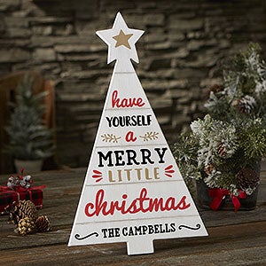 Farmhouse Merry Little Christmas Personalized Wood Tree - 21890