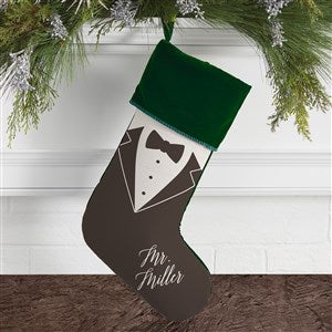 Bride & Groom Personalized Green Christmas Stockings - 21892-G