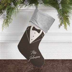 Bride & Groom Personalized Grey Christmas Stockings - 21892-GR
