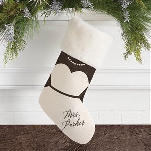 Bride & Groom Personalized Ivory Faux Fur Christmas Stockings - 21892-IF