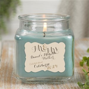 Mr. & Mrs. Personalized 10 oz. Eucalyptus Mint Candle Jar - 21894-10ES