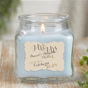 Mr. & Mrs. Personalized 10 oz. Linen Candle Jar - 21894-10CW