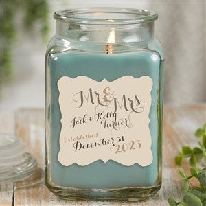 Mr. & Mrs. Personalized 18 oz. Eucalyptus Mint Candle Jar - 21894-18ES