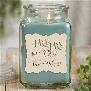 Mr. & Mrs. Personalized 18 oz. Eucalyptus Mint Candle Jar - 21894-18ES