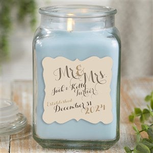 Mr. & Mrs. Personalized 18 oz. Linen Candle Jar - 21894-18CW