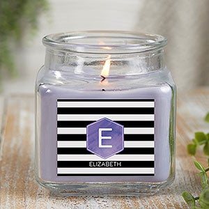 Modern Stripe Personalized 10 oz. Lilac Candle Jar - 21895-10LM