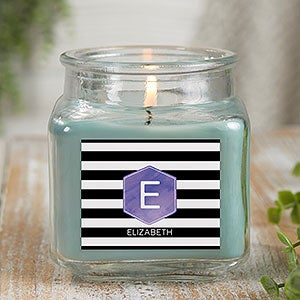 Modern Stripe Personalized 10 oz. Eucalyptus Mint Candle Jar - 21895-10ES