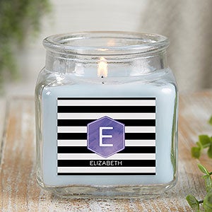 Modern Stripe Personalized 10 oz. Linen Candle Jar - 21895-10CW