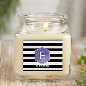 Modern Stripe Personalized 10 oz. Vanilla Candle Jar - 21895-10VB